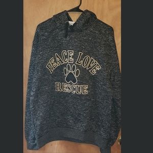 NWOT Womens Hooded Sweatshirt "Peace Love Rescue"